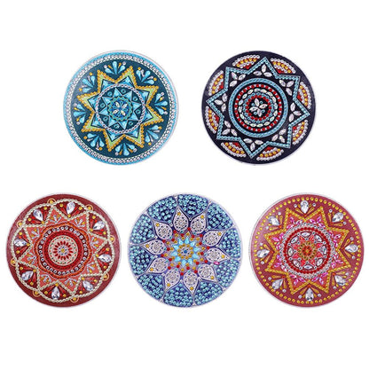 5pcs DIY Diamond Painting Coaster Mandala Drink Cup Cushion Non-slip Pad