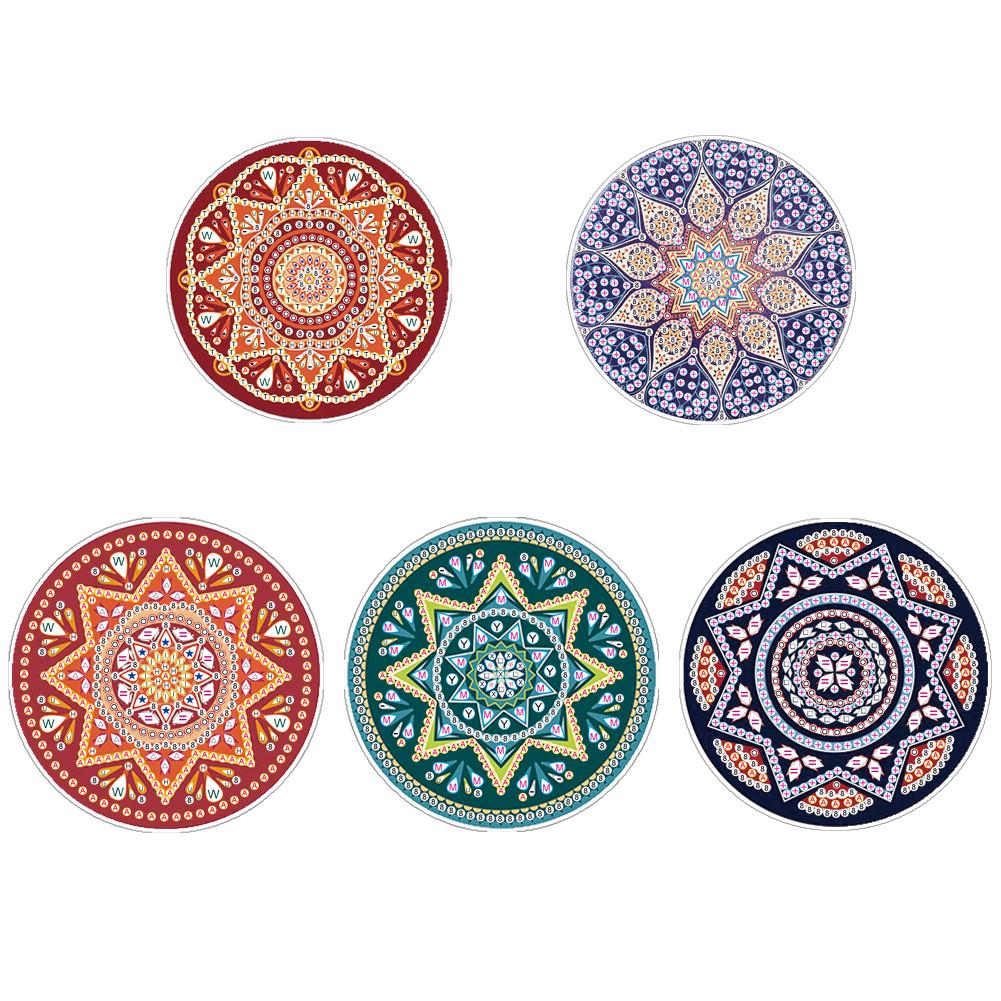 5pcs DIY Diamond Painting Coaster Mandala Drink Cup Cushion Non-slip Pad