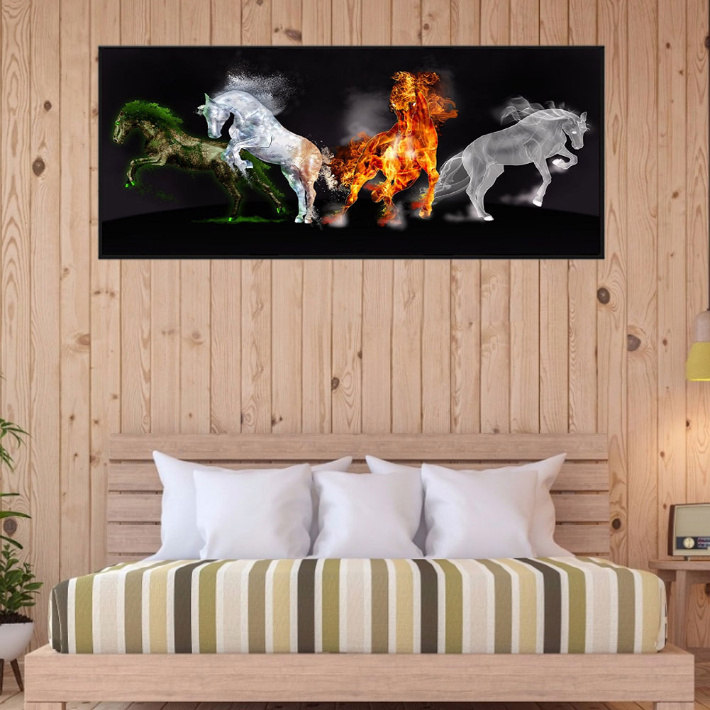 Four Horses - Full Round Drill Diamond Painting 80*40CM