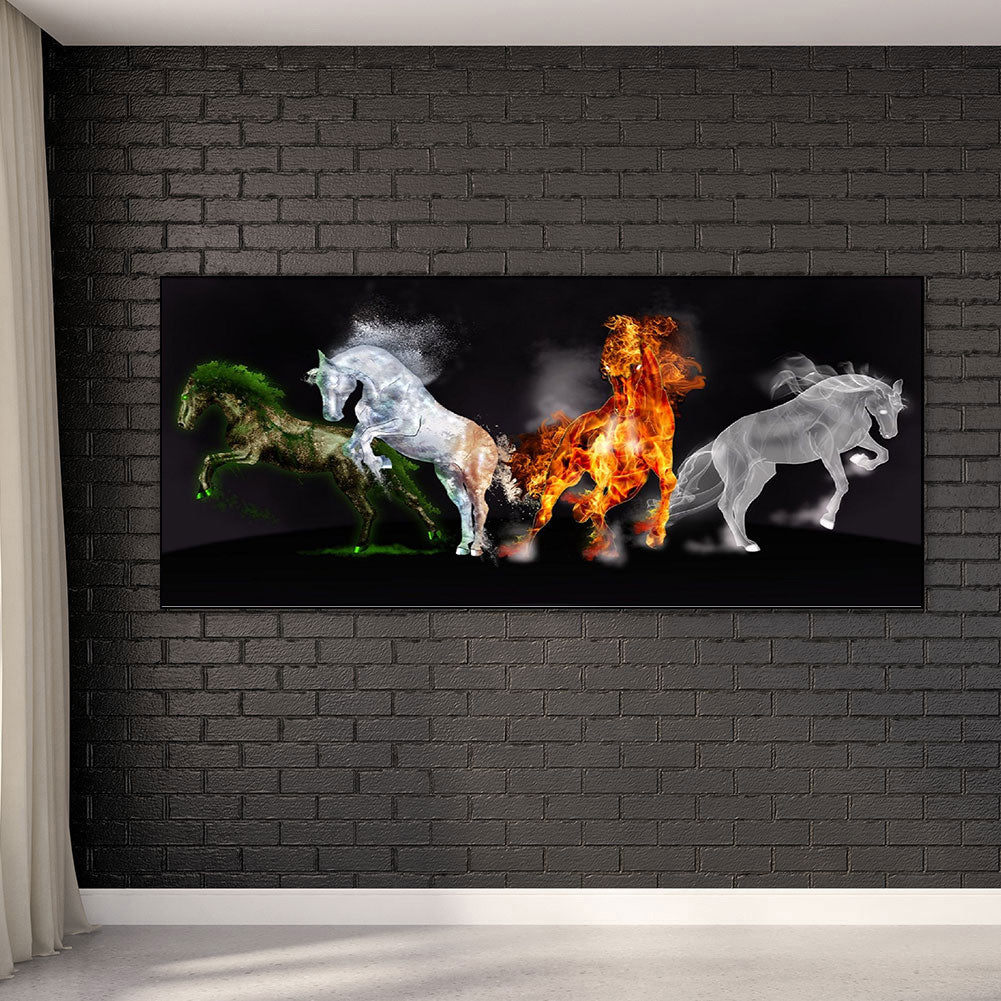 Four Horses - Full Round Drill Diamond Painting 80*40CM