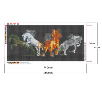 Four Horses - Full Round Drill Diamond Painting 80*40CM