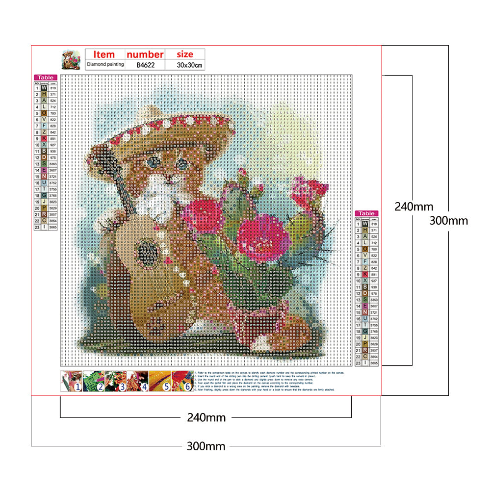 Kitten - Full Round Drill Diamond Painting 30*30CM