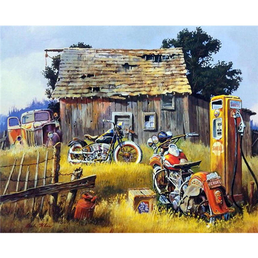 Motorcycle In The Countryside - Full Round Drill Diamond Painting 40*30CM