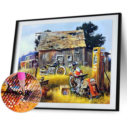 Motorcycle In The Countryside - Full Round Drill Diamond Painting 40*30CM