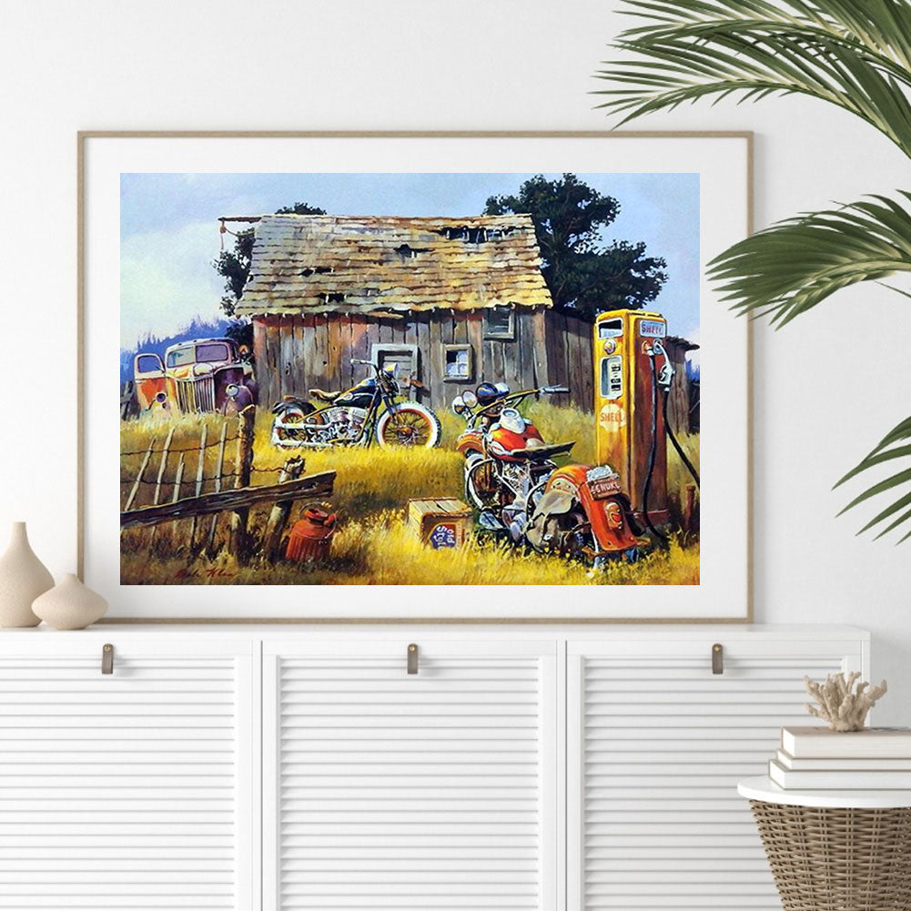 Motorcycle In The Countryside - Full Round Drill Diamond Painting 40*30CM