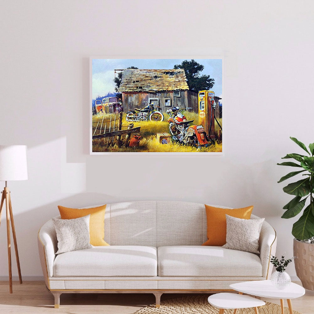 Motorcycle In The Countryside - Full Round Drill Diamond Painting 40*30CM