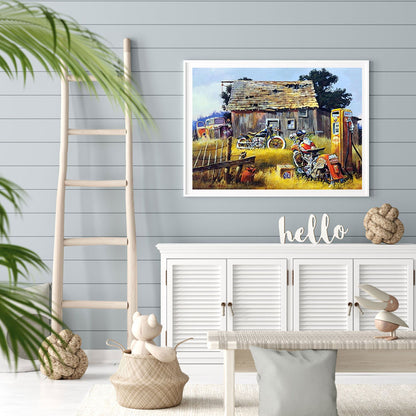 Motorcycle In The Countryside - Full Round Drill Diamond Painting 40*30CM