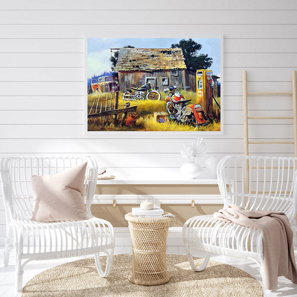 Motorcycle In The Countryside - Full Round Drill Diamond Painting 40*30CM