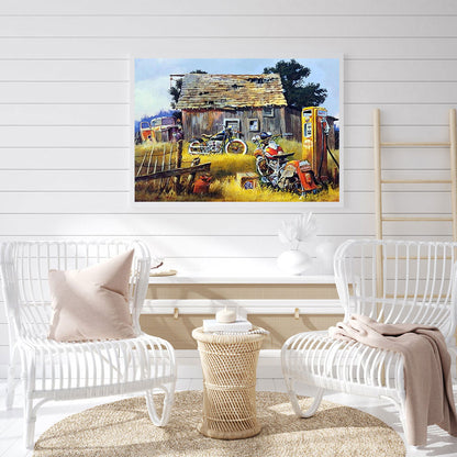 Motorcycle In The Countryside - Full Round Drill Diamond Painting 40*30CM