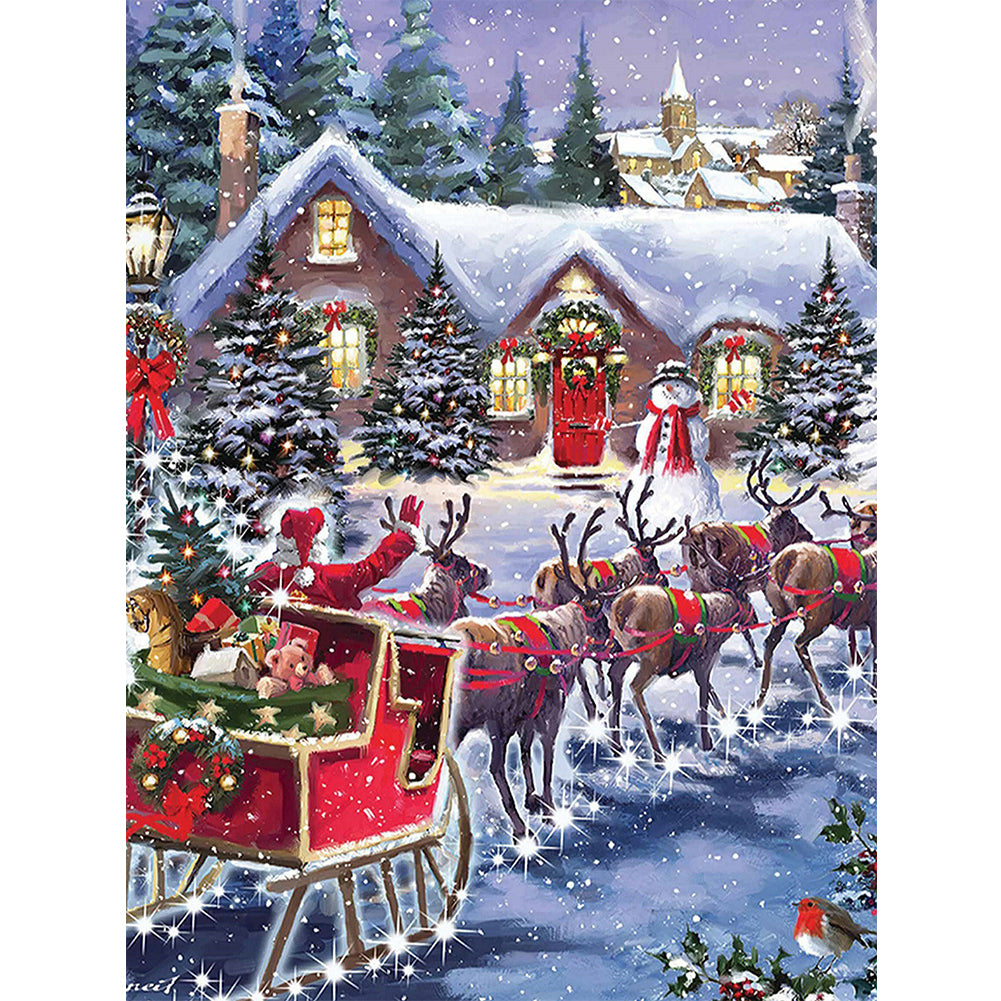 Santa Elk Wagon - Full Round Drill Diamond Painting 50*60CM