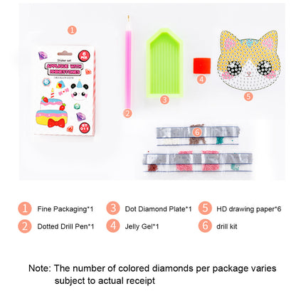 6pcs 5D Diamond Painting Stickers Kit DIY Cartoon Cup Phone Decor Kids Gifts