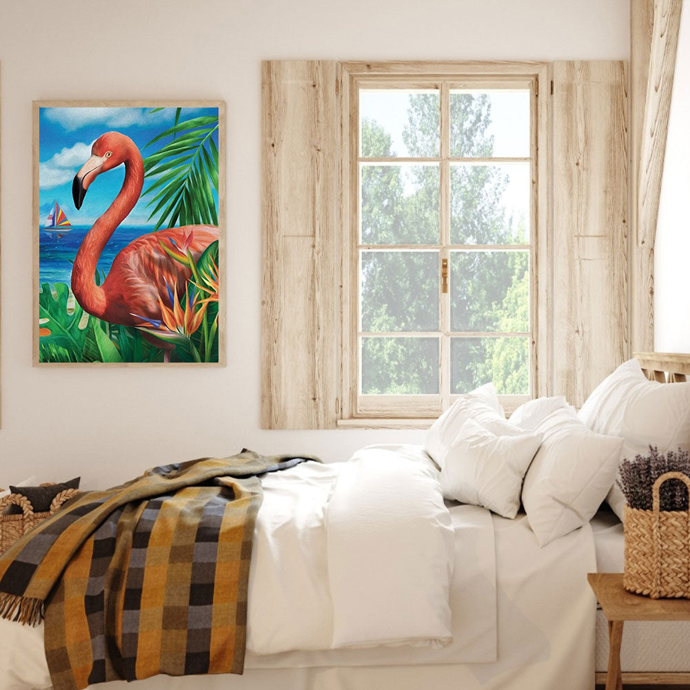 Flamingos By The Sea - Full Round Drill Diamond Painting 30*40CM