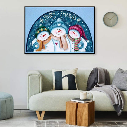 Cute Snowman - Full Round Drill Diamond Painting 50*30CM