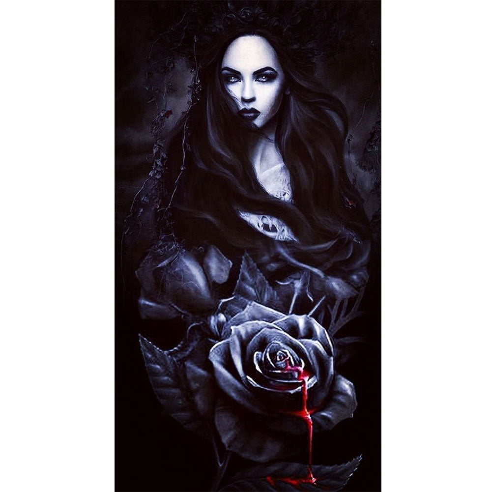 Dark Rose Girl - Full Round Drill Diamond Painting 40*80CM