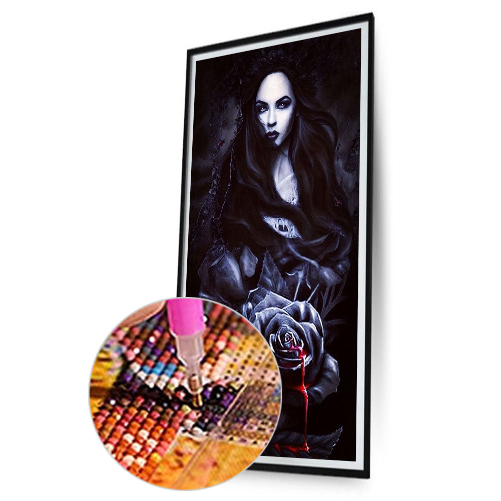 Dark Rose Girl - Full Round Drill Diamond Painting 40*80CM