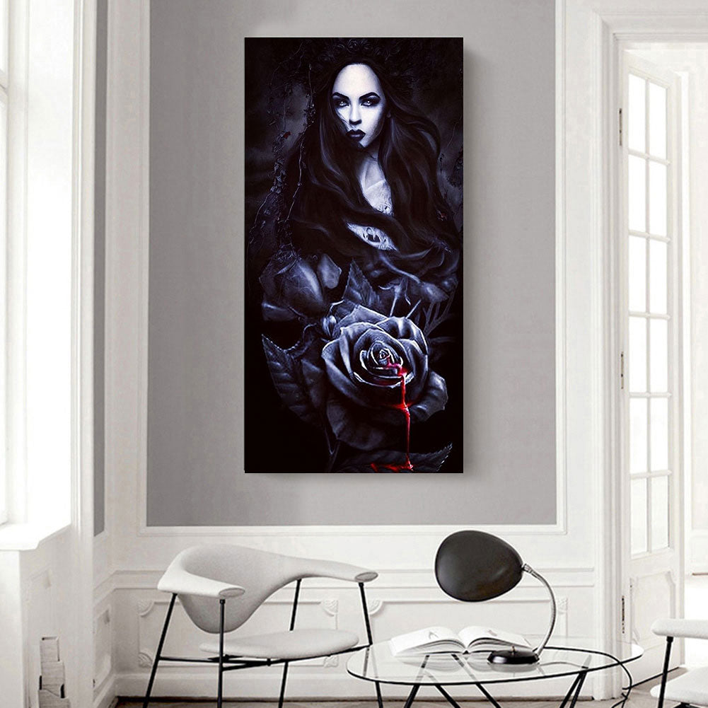 Dark Rose Girl - Full Round Drill Diamond Painting 40*80CM