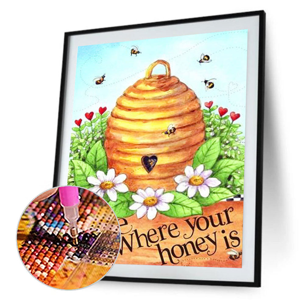 Hardworking Bees Harvest - Full Round Drill Diamond Painting 30*40CM