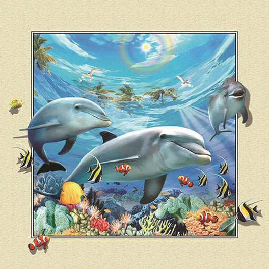 Dolphin Stepping Out Of Frame - Full Round Drill Diamond Painting 30*30CM