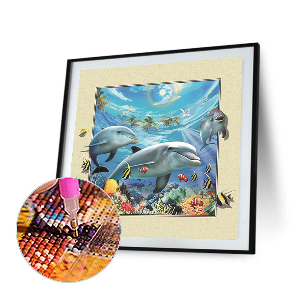 Dolphin Stepping Out Of Frame - Full Round Drill Diamond Painting 30*30CM