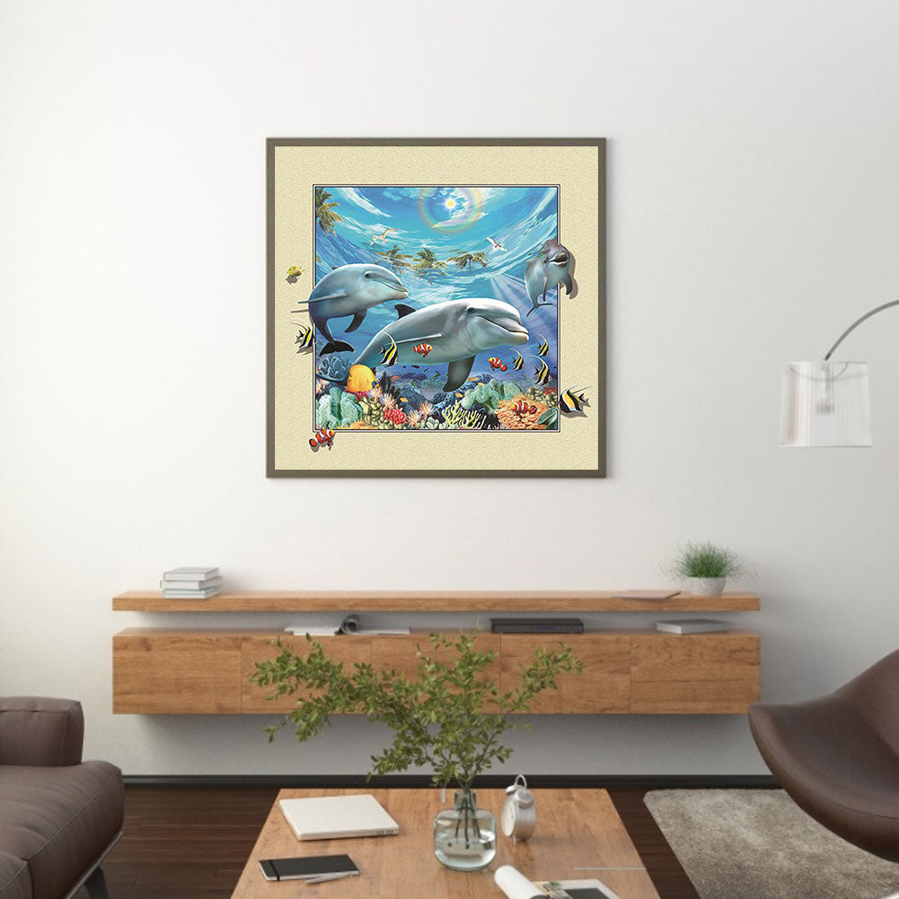 Dolphin Stepping Out Of Frame - Full Round Drill Diamond Painting 30*30CM