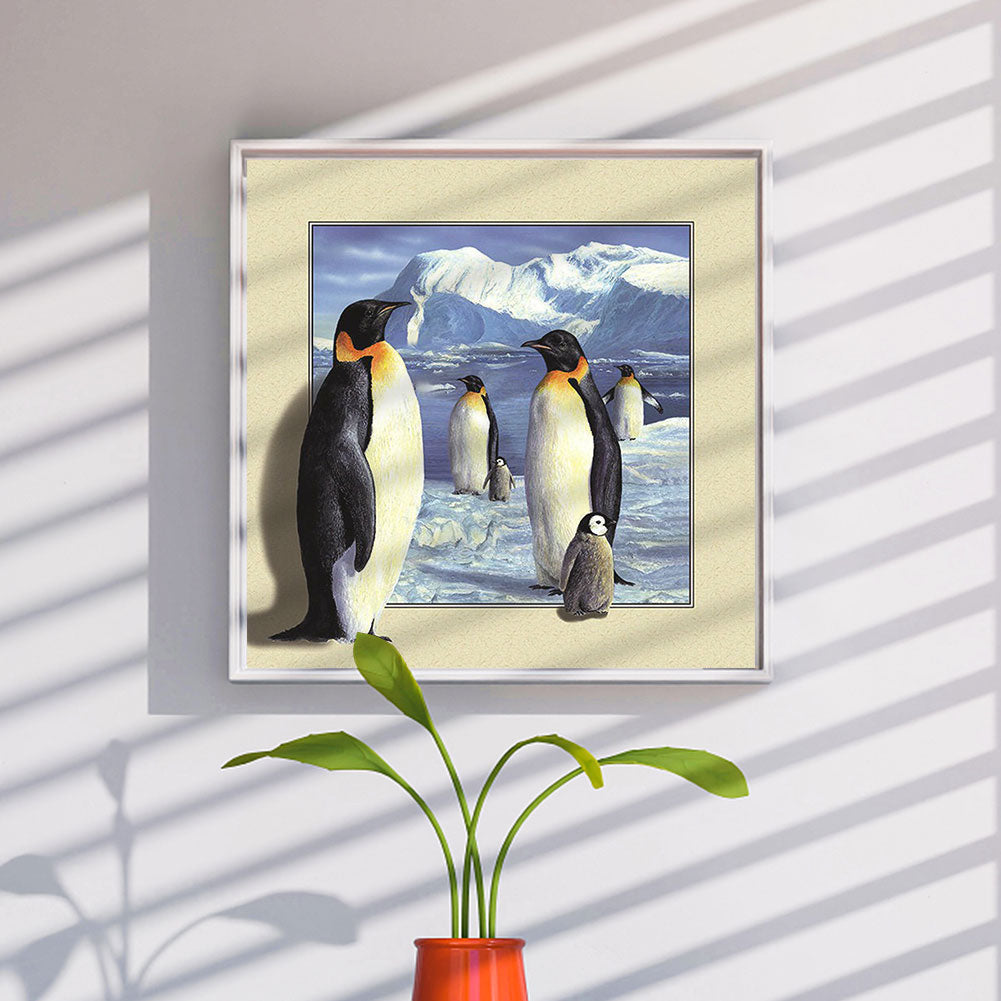 Penguin Stepping Out Of The Frame - Full Round Drill Diamond Painting 30*30CM