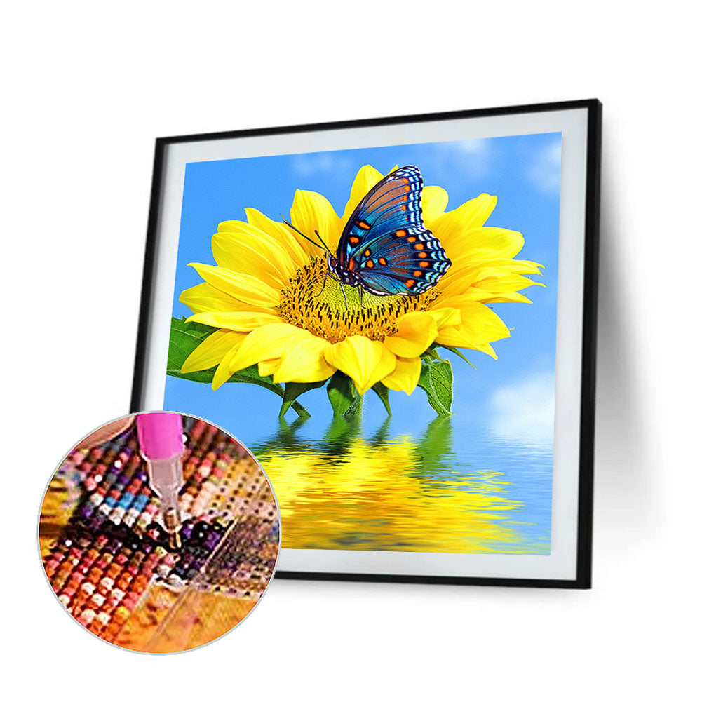 Sunflower Butterfly - Full Round Drill Diamond Painting 40*40CM