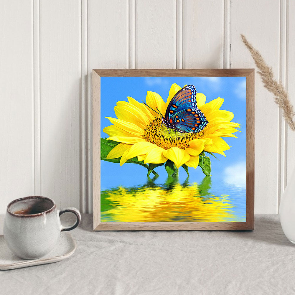 Sunflower Butterfly - Full Round Drill Diamond Painting 40*40CM