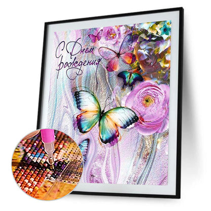 Purple Pansies - Full Round Drill Diamond Painting 30*40CM