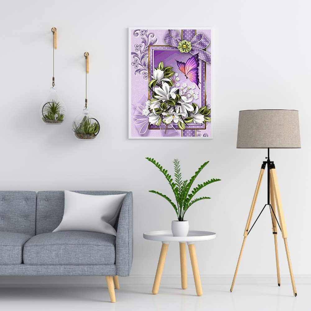 Purple Pansies - Full Round Drill Diamond Painting 30*40CM