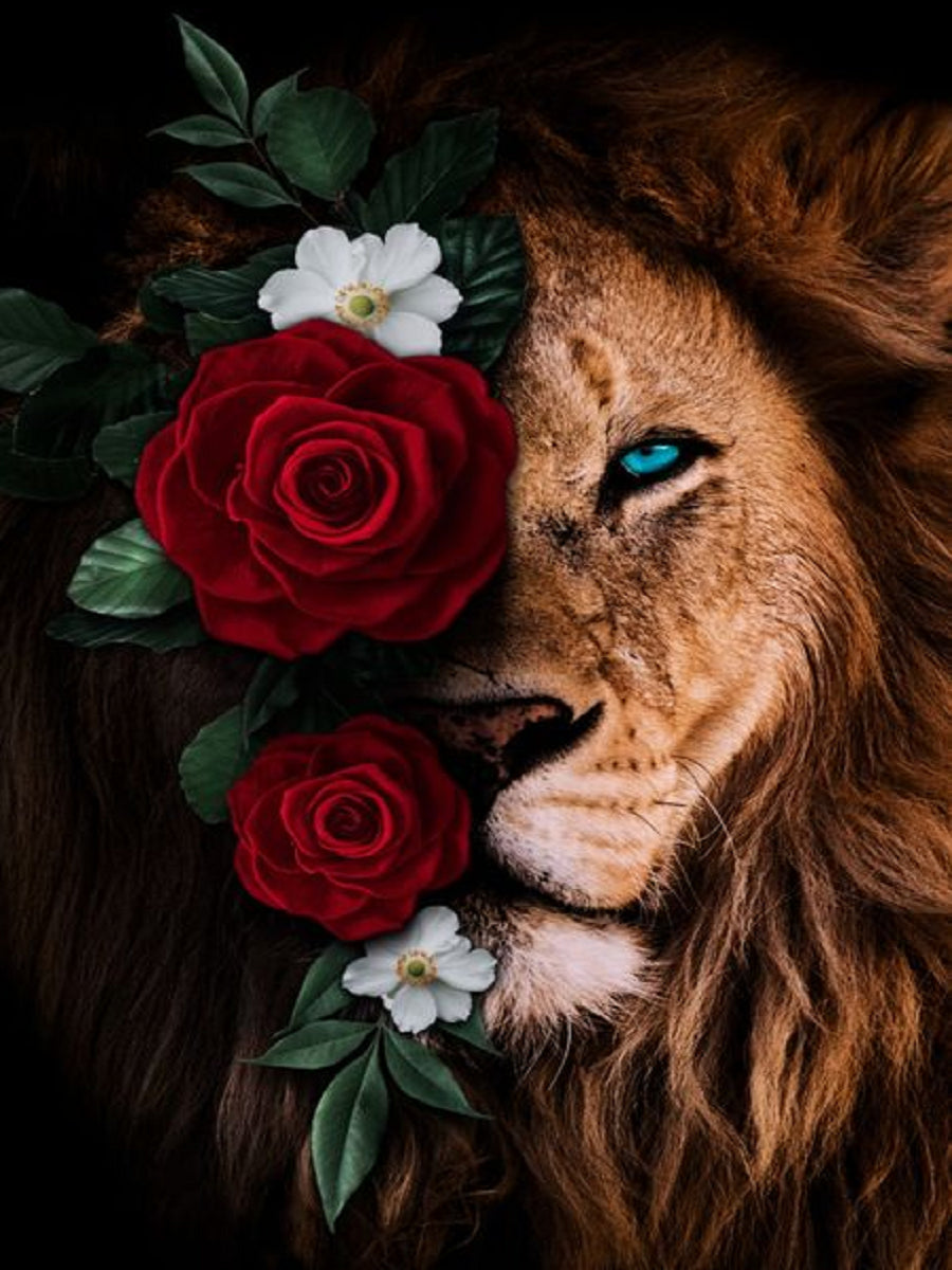 Rose Lion - Full Round Drill Diamond Painting 30*40CM