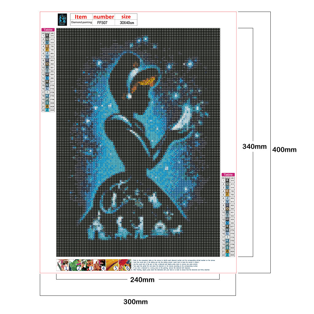 Silhouette Princess - Full Square Drill Diamond Painting 30*40CM