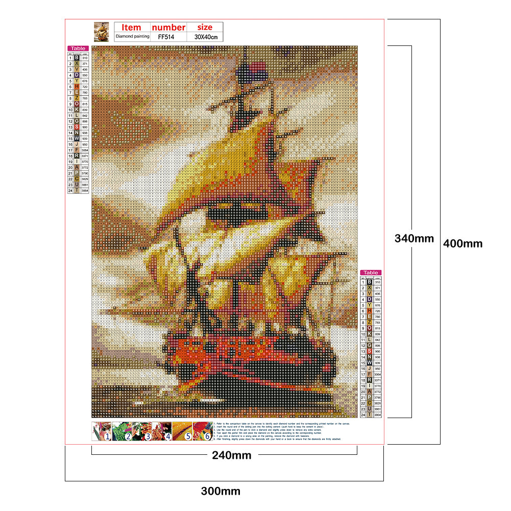 Sailboat At Sea - Full Square Drill Diamond Painting 30*40CM