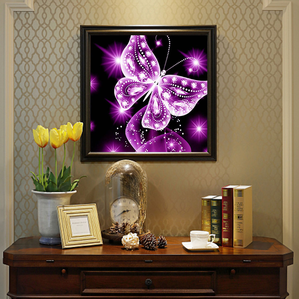 Purple Butterfly - Full Square Drill Diamond Painting 40*40CM