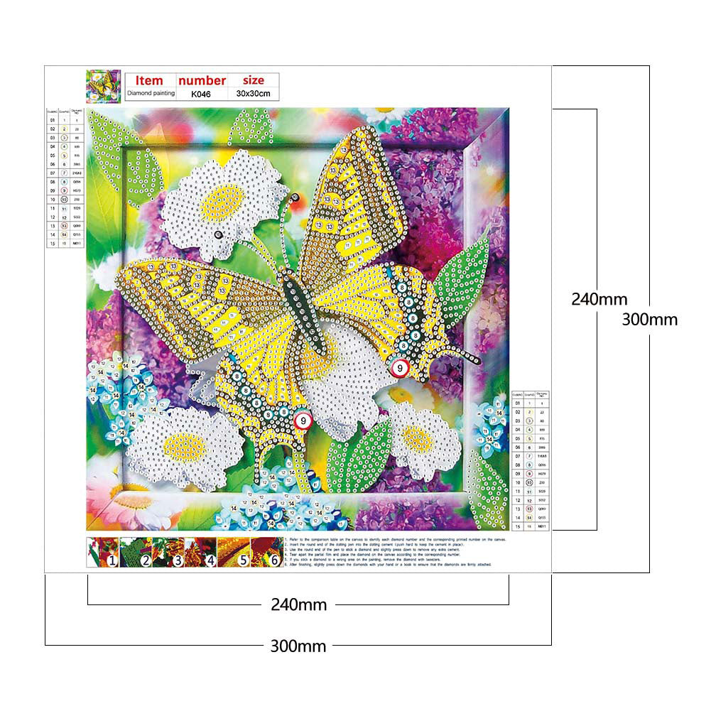 Butterfly - Special Shaped Drill Diamond Paiting 30*30CM
