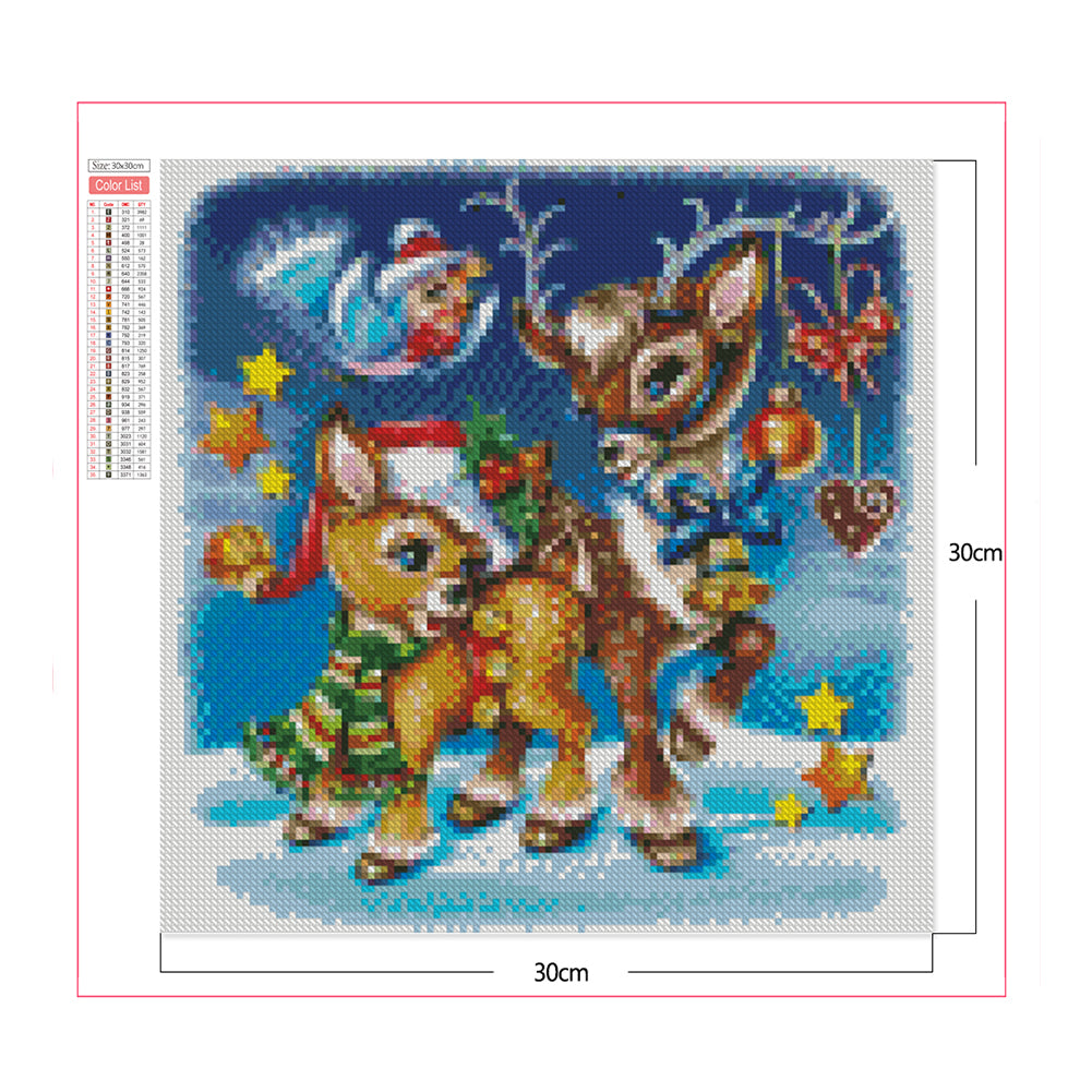 Christmas Elk - Full Square Drill Diamond Painting 30*30CM