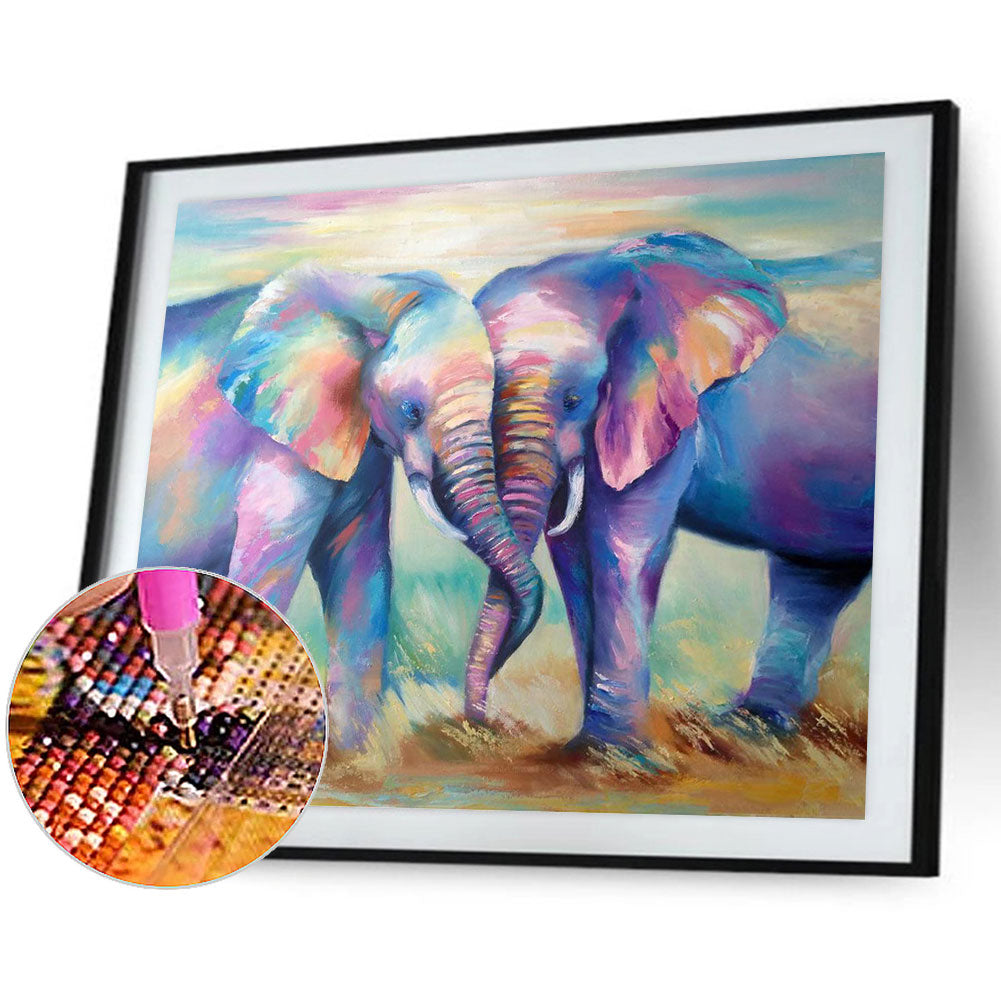 Colorful Elephant - Full Square Drill Diamond Painting 40*30CM