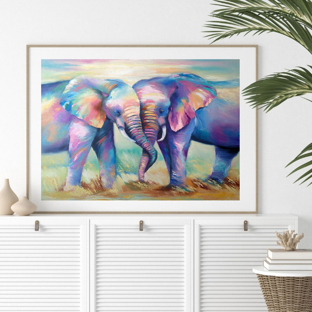 Colorful Elephant - Full Square Drill Diamond Painting 40*30CM