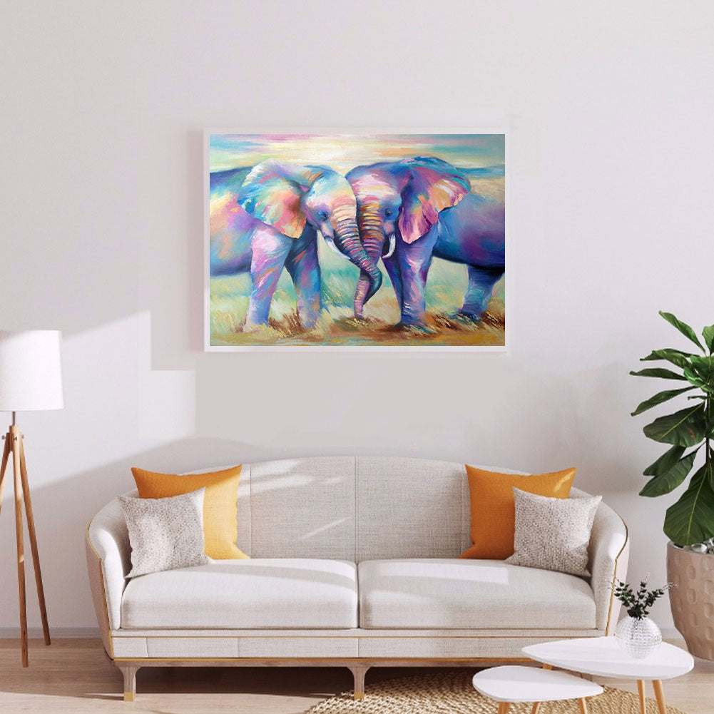 Colorful Elephant - Full Square Drill Diamond Painting 40*30CM