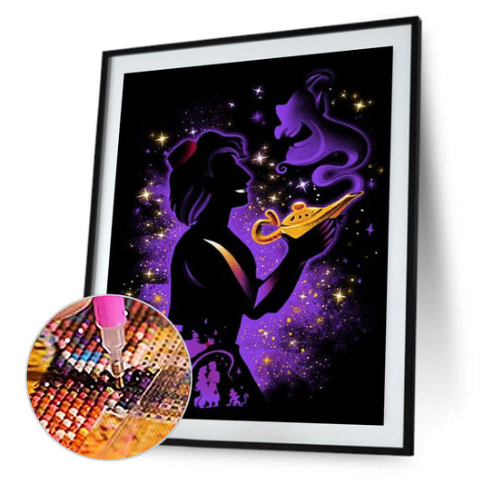 Disney Aladdin Lamp Silhouette - Full Round Drill Diamond Painting 50*60CM