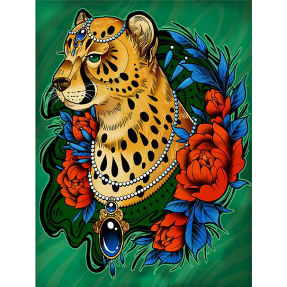 Flower And Leopard - Full Round Drill Diamond Painting 30*40CM