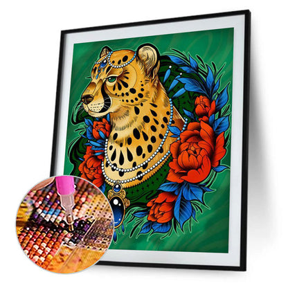 Flower And Leopard - Full Round Drill Diamond Painting 30*40CM