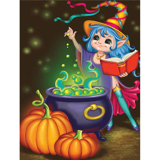 Halloween Witch - Full Round Drill Diamond Painting 30*40CM