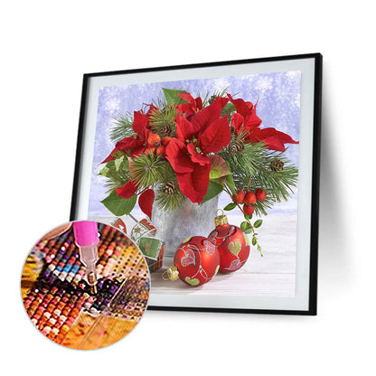 Christmas Red Poinsettia Flower - Full Round Drill Diamond Painting 40*40CM