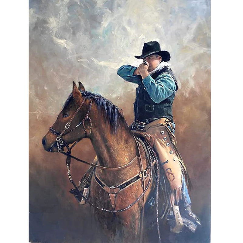 Man On Horse - Full Round Drill Diamond Painting 30*40CM