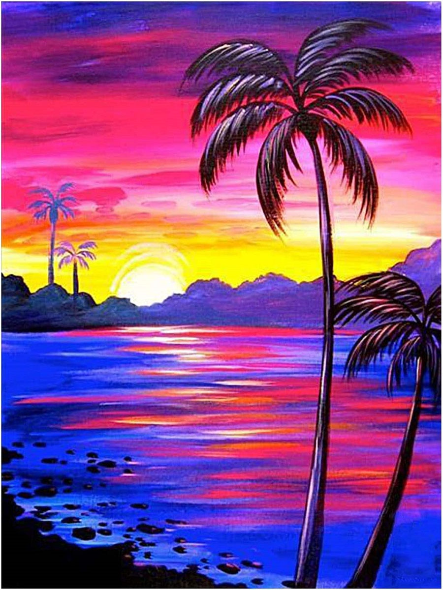 Coconut Grove Beach - Full Round Drill Diamond Painting 30*40CM