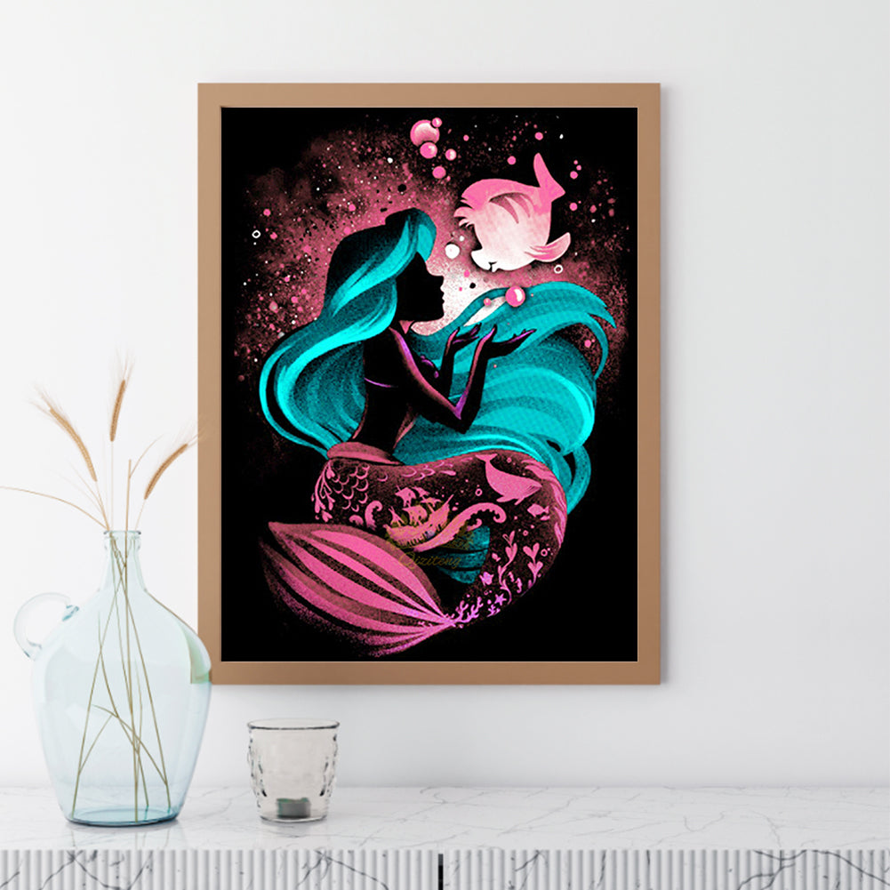 Silhouette Disney Mermaid Princess - Full Square Drill Diamond Painting 30*40CM