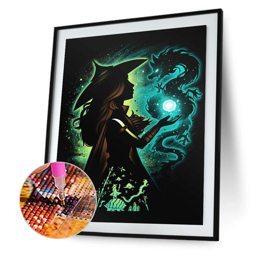 Silhouette Dragon Warrior - Full Square Drill Diamond Painting 40*50CM