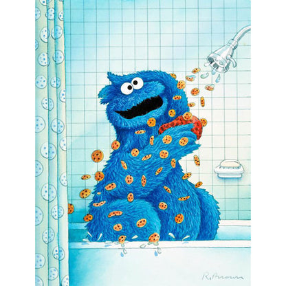 Sesame Street Cookie Monster - Full Round Drill Diamond Painting 30*40CM