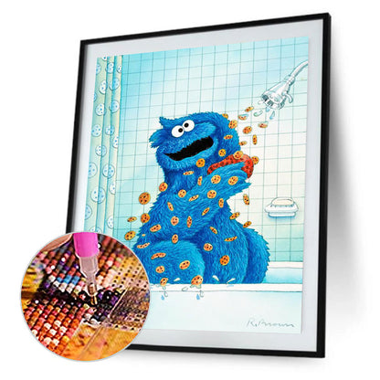 Sesame Street Cookie Monster - Full Round Drill Diamond Painting 30*40CM