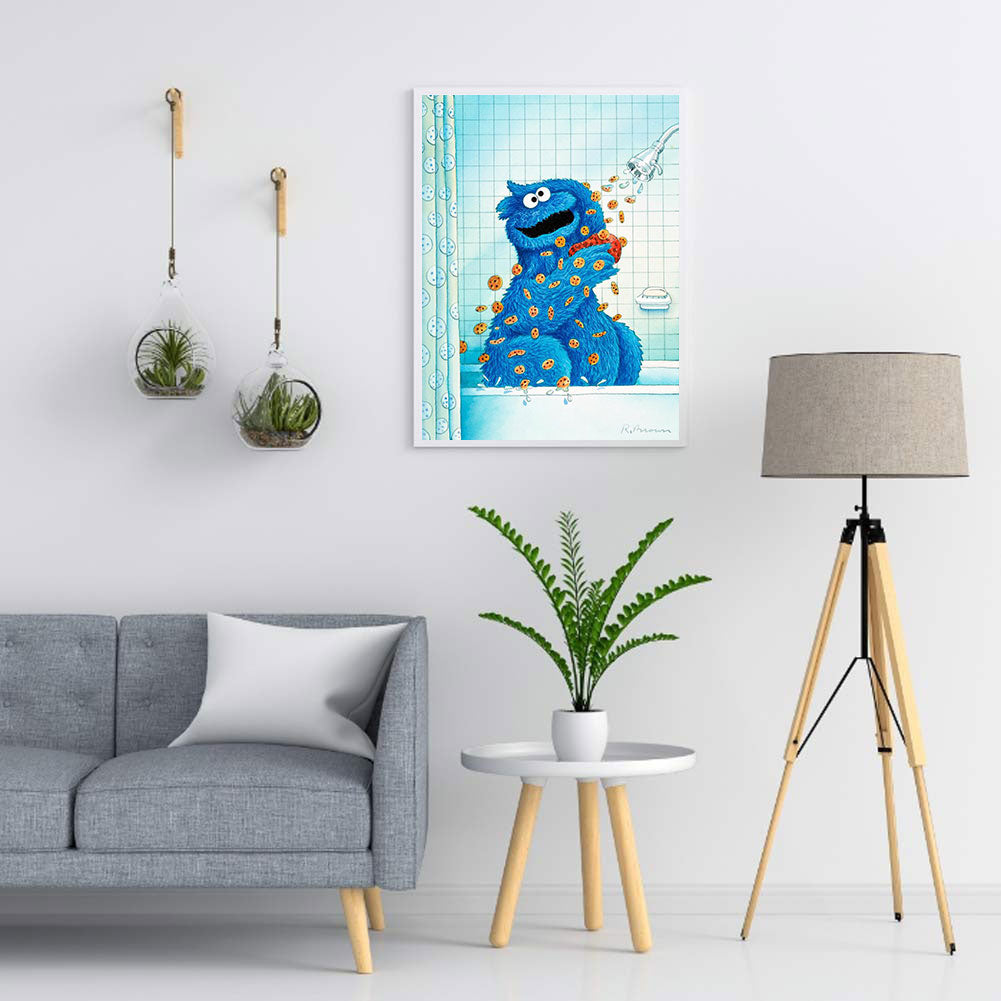 Sesame Street Cookie Monster - Full Round Drill Diamond Painting 30*40CM